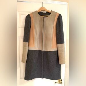 Diane Von Furstenberg Tanaquil color block mixed media coat. Very unique. Size 6